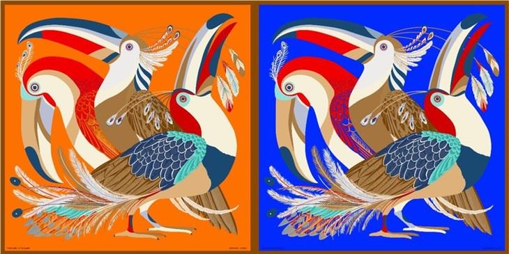 Custom Double Sided Different Color Animal Design Silk Scarf